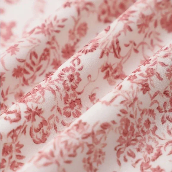 Rihoas Pink Floral Elastic Waist Flared Skirt - Picture 7 of 8